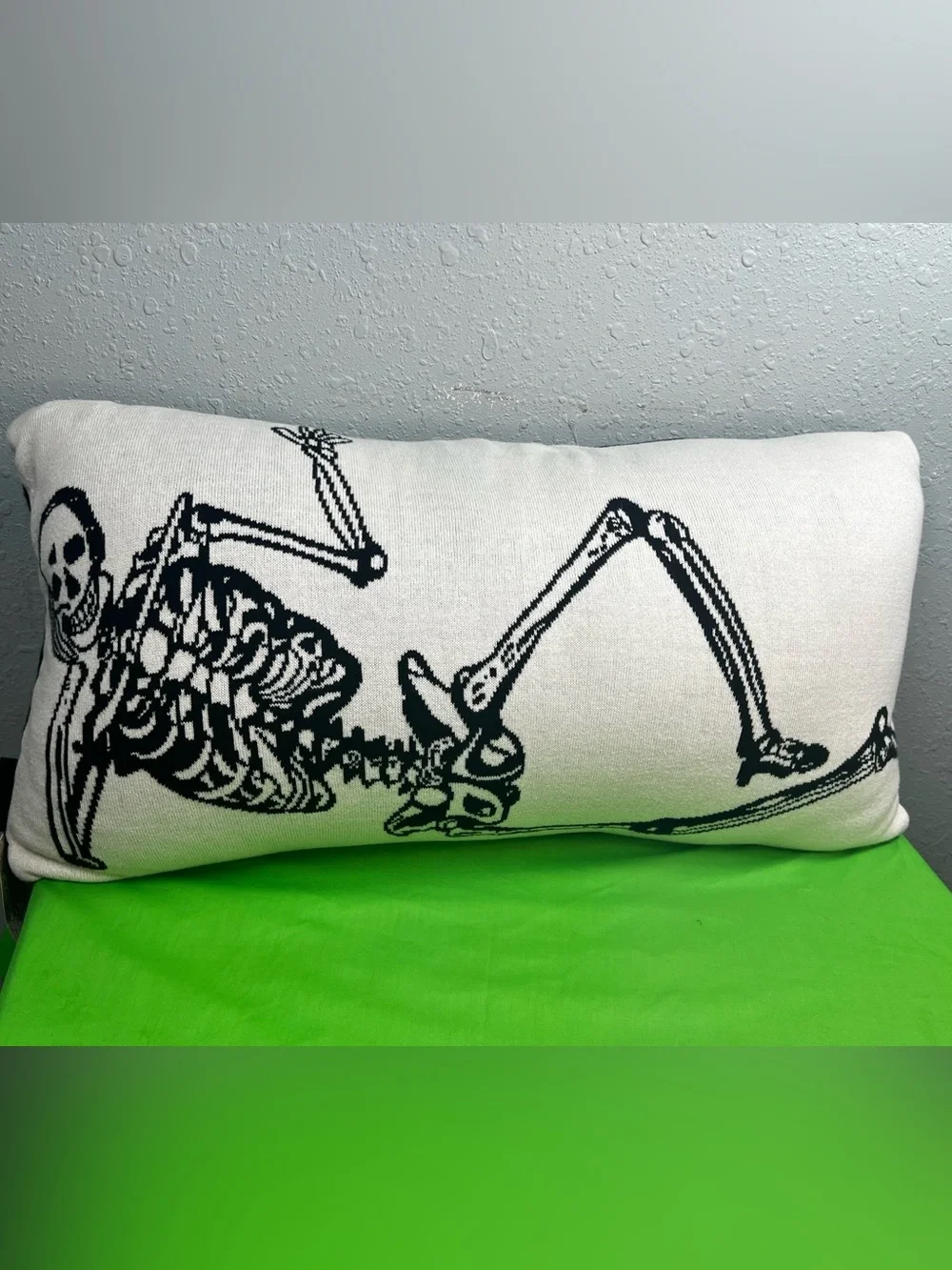 Rachel Zoe Reversible Skeleton Knit Accent Pillow Black White 24x12